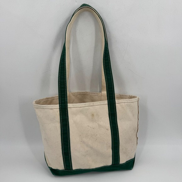 L.L. Bean Handbags - L.L. Bean Boat and Tote Bag Unisex Medium Green Canvas USA Vintage Distressed